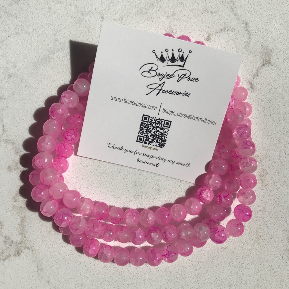 Pink Marble Style Beads